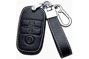 HIBEYO Etui na kluczyki samochodowe pasuje do KIA etui ochronne pokrowiec na klucze Cover skóra bydlęca do KIA K4 Rio Pro Sportage Sorento Optima skrzynka na klucze breloczek dekoracja samochodu 3 przyciski B czarny