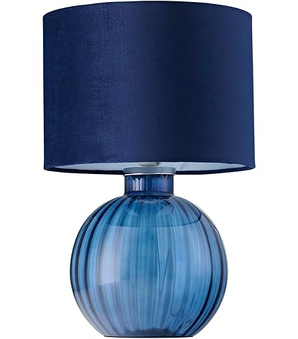 Polished Chrome & Blue Mosaic Glass Table Lamp With Shade 50cm