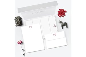 Me Loovely Heart Letter Writing Paper and Envelopes Set Stationary Love Heart A5 Size Letters for Valentine's Day Birthday & Wedding | Christmas Gifts (Multipack of 20)