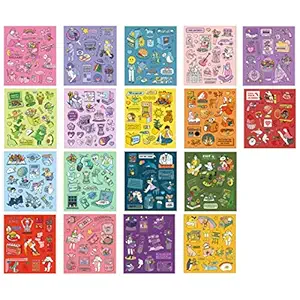 Cute Essential Kawaii Aesthetic Stationery Gift Pack - 1 Notebook + 3 Memo Pads + 5 Sticker Sheets for Planners, Diaries, Journaling, scrap books decorating/Gift for Girls, Women, College, School