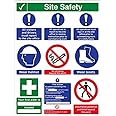 V Safety Multi Hazard Site Safety Notice 9 Points 3 Column Warning Sign - 450mm x 600mm - 2mm Rigid Plastic