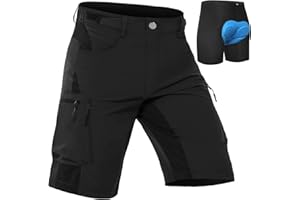 Cycorld Męskie spodenki na rower górski, luźny krój z kieszeniami zapinanymi na zamek, MTB, jazda na rowerze, wędrówki, cargo, lekkie spodenki outdoorowe