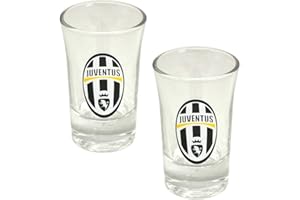 Juventus FC Official Football Crest Shot Glass (Pack Of 2) (One Size) (Clear/Black/White)