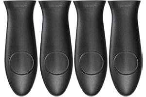 WAAYANG Silicone Hot Handler Holder Cover 4 Pcs Non-Slip Potholder Heat Resistant Pot Handle Sleeve Dishwasher Safe Rubber Grip Handle Cover for Pans, Cast Iron, Griddles, Cookware Black