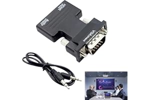 MEKEET HDMI to VGA Converter With 3.5mm Audio Cable - 1080P 60Hz Stereo Audio Video Output Adapter Female to Male for TV, Computer, Laptop, PC Monitor