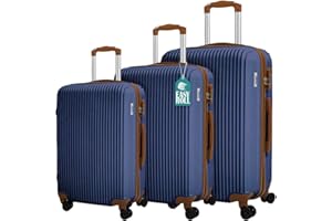 PROVITERA Set 3 Valigie Rigide in ABS, Valigia Rigida 38-59 - 90 Litri, Manico Telescopico e 4 Ruote Easy Roll, Trolley Resistente e Leggero da Viaggio, Bagaglio a Mano, Serratura Codice (Blu)