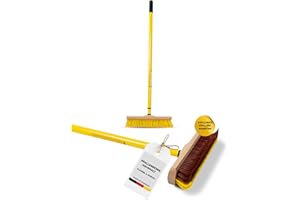 FRITZE FUSSELSCHRECK Fritze® Krallenbesen mit Teleskopstiel – Abgewinkelte Borsten für Teppiche, Haustierhaare & schwer erreichbare Stellen – Holzkörper mit Metall-Gewinde – Made in Germany