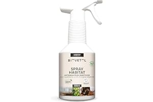 Biovetol - Lotion Habitat - Insecticide Bio Certifié Ecocert - Efficace pour Eliminer Les Puces, Tiques, Aoutats, Moustiques - Spray 500 ML