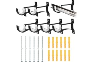 SCHYIDA 6 Stück Vorhangstangenhalter 22mm Gardinenstangenhalter Schwarz Deckenhalterung Gardinenstange Wand Gardinenstange Halterung Vorhangstangen Halterung Wandhalterung Vorhangstange für Gardinen