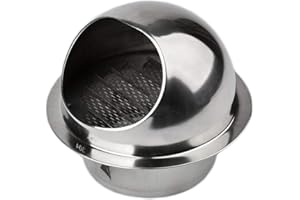 MAGIIN 304 Stainless Steel Soffit Air Vents Bull Nosed Vent Outlet, Round External Extractor Wall Ventilation Grille Screen Hood for Kitchen Bathroom (ø100mm)