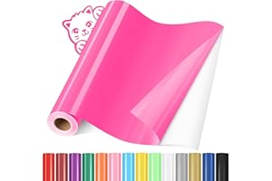 YAFLC Vinilo Adhesivo Rosa neón, 30.5 x 366 cm Vinilo Permanente Rollo para Cricut, Vinilo Adhesivo para Vidrio, Tazas de Café, Cerámica, Regalos de Bricolaje