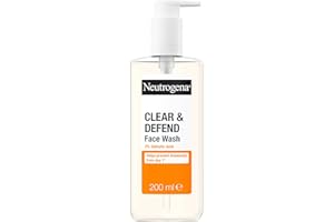 Neutrogena Clear & Defend Face Wash (1x 200ml), Oil-Free Facial Cleanser for Spot-Prone Skin, Facial Wash with Purifying 2% Salicylic Acid to Help Prevent Breakouts for Smoother, Clearer Skin