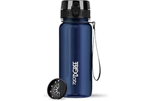 720°DGREE Botella Agua 650ml “uberBottle“ - Tamiz-Fruta, crystalClear - Sin BPA, Prueba de Fugas, Reutilizable - Cantimplora, Water Bottle Ideal para Deporte, Fitness, Gimnasio, Senderismo, Colegio