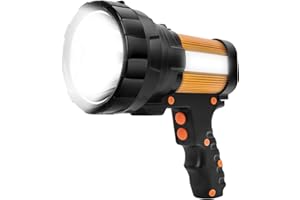 YBQZ Torcia LED Ricaricabile, Torcia Alta Potenza 15000 Lúmenes 10000mAH 6 Modalità Torcia Lanterna IPX4 Impermeabile Lampada Emergenza Portatile per Campeggio Caccia Riparazione Ciclismo Escursioni