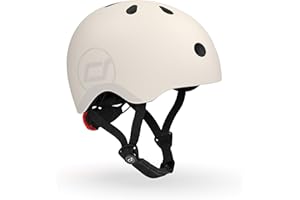 ‎SCOOT & RIDE Scoot and Ride Babyhelm mit verstellbaren Trägern, Mattes Finish, Größen S und M, inklusive LED-Sicherheitslicht und weicher Fleece-Polsterung für zusätzlichen Schutz