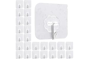 KATELUO 24 Stücke Selbstklebende Klebehaken, Transparente Haken, Handtuchhaken für Küche Bad Wand & Decke Aufhänger, Max 10kg