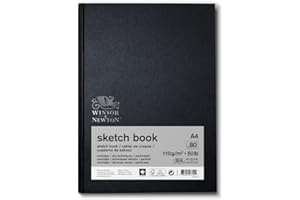 Winsor & Newton 6673015 szkicownik z 80 arkuszami papieru do szkicowania, gramatura 110 g/m², twarda oprawa, wiązana klejem na plecach, arkusze z mikroperforacją – DIN A4