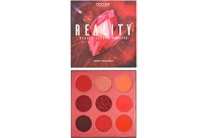 DOCOLOR Palette de fards à paupières - Formule végétalienne - 9 couleurs - Mat chatoyant, scintillant, durable, étanche (Rouge)