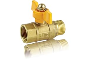0XBIT Valvola a Sfera 1/2 Pollice, Ottone Valvola, Filettatura Interna ed Esterna Valvola di non Ritorno Acqua, con Maniglia a Farfalla Gialla, Adatto per Valvole Aria, Gas, Tubi Acqua