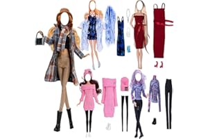 LANCE HOME 5 Set Abbigliamento Abiti Primaverili Vestiti +Pantaloni Scarpe cappello Giacca a vento Manica lunga Soprabito Alla Moda Per 29cm Bambola Accessori Regali per bambino Casuale Stile (B)