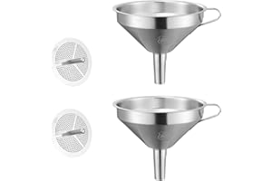 SRTSTR 2 Piezas Embudo Cocina, Embudo Acero Inoxidable 11cm con Colador para Filtrar Líquidos