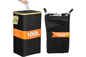 DOLLAR BOSS poubelle recyclage 100L, poubelle tri selectif, poubelle cuisine collecteur de bouteilles, grand conteneur pour bouteilles consignées, système de tri des déchets pour la cuisine.