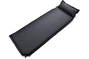 Lions Camping Bed - Self Inflating Mat Air Mattress Travel Outdoor Sleeping Portable Pad | Rolling | Lightweight | Black | 180x60cm | Carry Bag