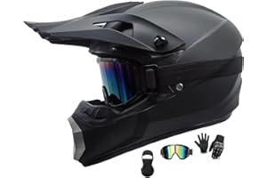 HELMBLAZIA Motocross MTB Helm Fullface, Motorradhelm Herren Damen, Erwachsener Motorrad Downhill Full Face Helm, Downhill Motorradhelm ATV Motorradhelm, Road Helm Mit Handschuhe Brille