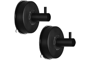 JOMOLA Gancho Ventosa para Toalla Toallero Con Ventosa Para Baño Cocina Colgador De Pared Sin Taladro Gancho De Pared Con Percha Accesorios De Baño Inoxidable, Negro 2 Piezas