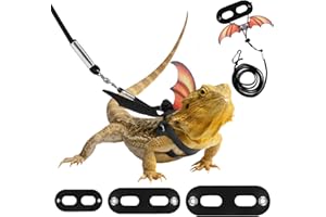 Pawaboo 3 Pack Harnais de Dragon Bardu Laisse Réglable pour Lézard, Reptile en Cuir Avec Ailes de Chauve-Souris, pour Petits Animaux Amphibiens Reptiles, S&M&L, Jaune Dégradé