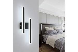 DELIPOP WewnęTrzna Lampa śCienna, 32w 3600lm Led Nowoczesna Czarna, DłUga Akrylowa Lampa śCienna Led, Lampa śCienna Do Sypialni, SchodóW, Korytarza, Salonu, ChłOdna Biel 6500k