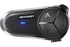 BETOWEY Interfono Bluetooth BT-S5 Per Moto, Dotato Di Bluetooth V5.3, Audio Multitasking, Due Tipi Di Microfoni, Adatto A 10 Piloti, Confezione Singola