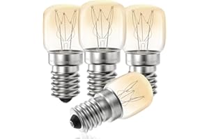 VIIVUU Ampoule E14 15w Pour Four,Ampoules E14 Résistante 300 Degré Blanc Chaud Frigo Lampe Pour(whirlpool/Whirloop/Electrolux/Bosch) Four,Hotte Aspirante,Refrigerateur, 2700K 85LM 4 Pcs