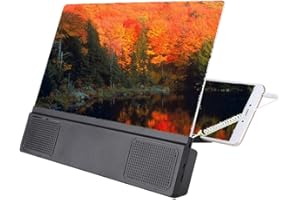 ASHATA Amplificador de Video de 12 Pulgadas con Lupa y Video con Amplificador HD, Altavoz, Lupa de Pantalla de Video de teléfono móvil HD con Lupa para iPhone y Android All Smartphone