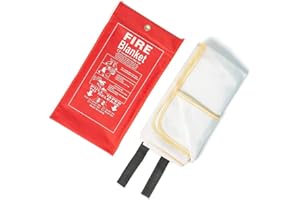 ANGIX Couverture anti-incendie, extincteur d'urgence pour la maison, la cuisine, l'école, la cheminée, le barbecue, la voiture, le bureau, l'entrepôt, grande taille, dépliage rapide avec boucle 1 m x 1 m