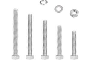 LEMIYOO M5 Schrauben Muttern Set, Edelstahl Sechskantschrauben Sortiment Mit Unterlegscheiben, Metrische Gewindeschrauben, Längere Maschinenschrauben Für Auto,Fahrrad, Möbel(30/40/50/60/70mm)