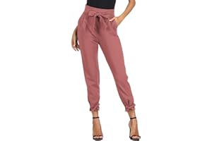 GRACE KARIN Pantaloni Donna Eleganti a Vita Alta Lunghezza Ritagliata 9/10 con Fiocco Decorato