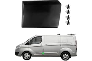 Tokenhigh Left Side Exterior Pillar Moulding Trim Cladding, Under Fuel Flap Cover Trim Moulding with 4 Clips for Ford Transit Custom 2012-2018, Black