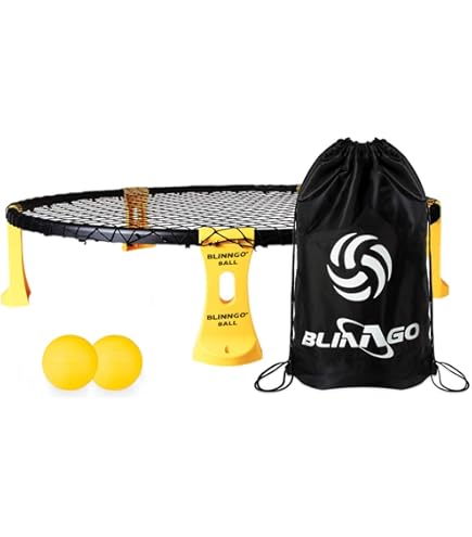 Kit Roundnet (Spikeball) JELEX - 1 Filet + 3 Balles + Pompe + Sac - Filet Réglable, Balles 13 Et 9 Cm