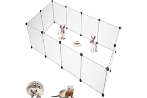 Kathson Pet Playpen Portable Small Animals Play Pen Dog Fence Rabbit Cage DIY Metal Enclosure Yard Outdoor & Indoor Fence for Hamster, Guinea Pig (45 * 35cm/12Pieces)