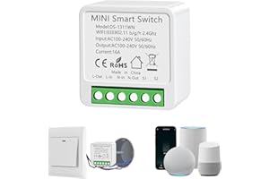 HNCY Interruttore WiFi, 16A Interruttore Smart Life, Interruttori Intelligente Relé WiFi, Alexa Interruttori Luce, Supporta il Controllo Vocale, Cavo Neutro Richiesto, Timer Fai Da