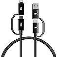 DailyObjects SURGE Kevlar Core 4-in-1 100W Charging Cable| USB-A,Type-C,Lightning| Fast Charging, 480Mbps Data Transfer, Data Sync| Compatible with Android & iOS Smartphones, Tablet/Ipads & Macbook