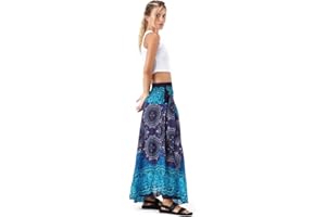 Happy Trunks Skirts for Women UK Loose Hippie Boho Chic Maxi Skirt That Turns into Midi Dress - Bohemian Beach Dress Cover Up Wrap Skirt Sarong