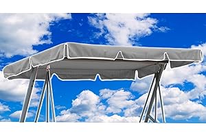 ZHMIZHAM Hollywoodschaukel Dachbezug 210x145, Ersatzdach Hollywoodschaukel Dach Wasserdicht, Sonnendach für Hollywoodschaukel (Grau)