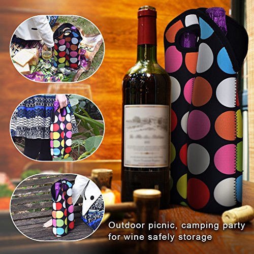 Zoresyn Weinflasche-Taschen aus Neopren Double-Flasche Champagne/Wasser / Bier-Tasche Wein Einkaufstasche Tragetasche - 5