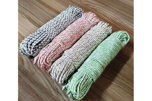 Kabi Aggro 40 Meter Heavy Duty Clothesline Rope (10 Meter Each Pack of 4) Adjustable, Anti-Slip Polyester Laundry Line for Indoor & Outdoor Drying Strong, Multicolour Washing Line Rassi