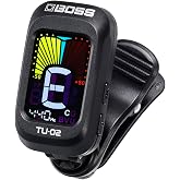 BOSS TU-02 kromatik klipsli akort cihazı, gitar, bas ve ukulele i&ccedil;in | G&uuml;venilir ve hassas akort cihazı, pille &ccedil;alışır, y&uuml;kse