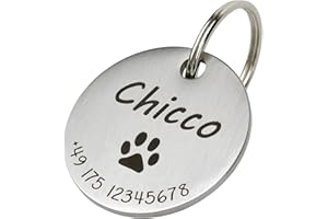 Hundemarke mit Gravur - Personalisiert mit Name - ⌀23mm - Namensschild für Halsband - Dog Tag - Anhänger Marke für Hunde - mi
