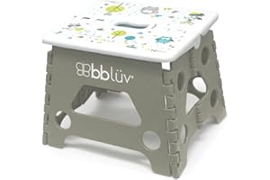 Bblüv - Marche Pied Enfant - Escabeau Pliable pour Bébé - Tabouret/Marchepied Compact et Facile à Nettoyer pour Enfant en Bas âge - Salle de Bains et Cuisine - Apprentissage de la Propreté - Gris