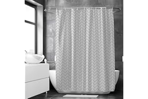 Loti Living Zasłona prysznicowa 180 x 200 cm – odporna na pleśń i działanie wody - tkanina poliestrowa - z taśmą obciążającą - w zestawie z haczykami - Grey pattern